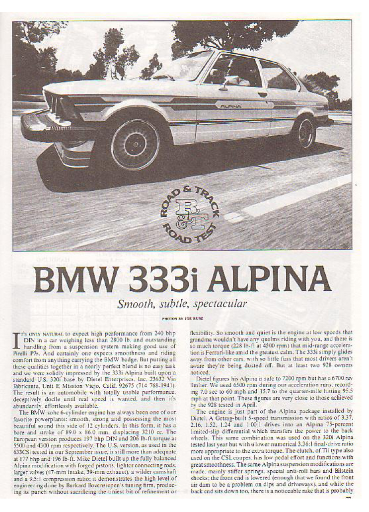 Скан статьи о БМВ е21 333 Альпина BMW E21 333 Alpina