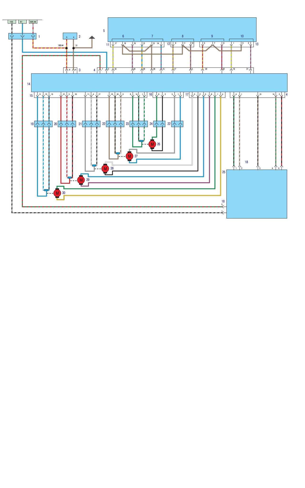 Схема проводки БМВ Е30 - Электропривод сидений с блоком памяти