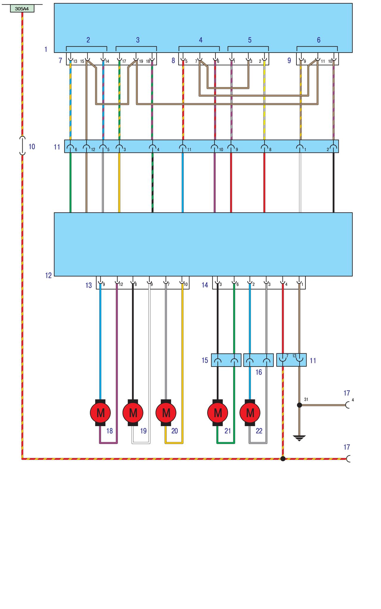 Схема проводки БМВ Е30 - Электропривод сидений без блока памяти
